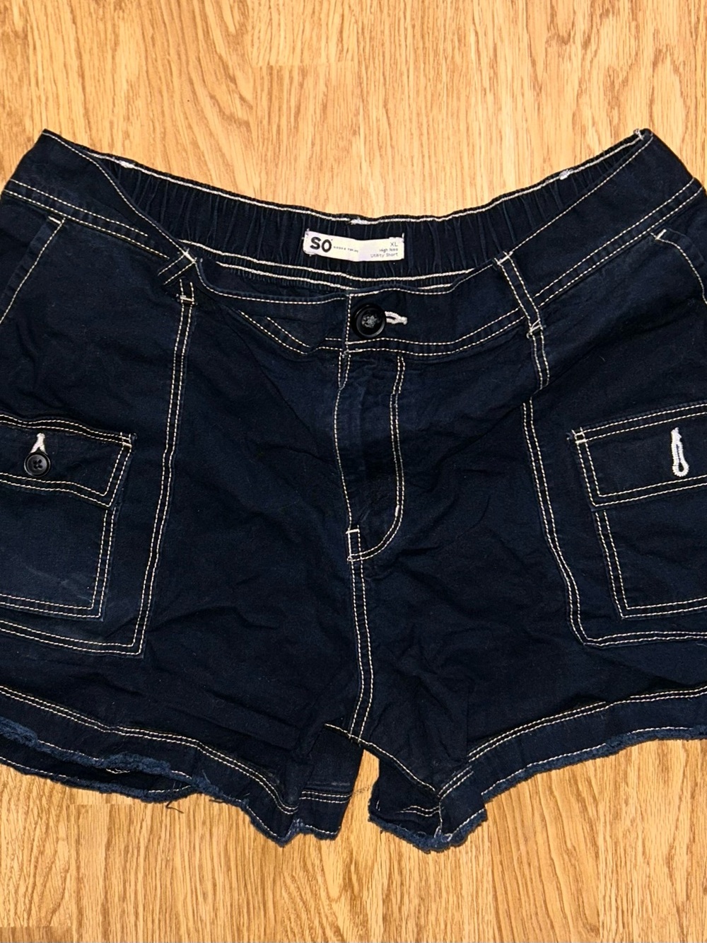 Sonoma Goods For Life Black Cargo-Style Jean Shorts with Contrast Stitching
